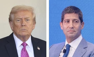 　左からトランプ米大統領、ケビン・ウォーシュ氏（いずれもゲッティ＝共同）