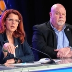 　記者会見するＮＡＳＡ担当者＝３日、米フロリダ州のケネディ宇宙センター（ＡＰ＝共同）