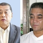 　黎智英氏（左）とイリハム・トフティ氏