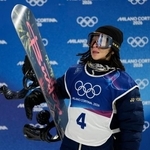 　男子ハーフパイプ決勝２回目を終えた平野歩夢＝リビーニョ（共同）