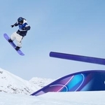 　男子スロープスタイル決勝　滑走する長谷川帝勝＝リビーニョ（共同）