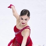 　フィギュア女子フリーで演技するアデリア・ペトロシャン＝１９日、ミラノ（共同）