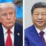 　トランプ米大統領（ＡＰ＝共同）と中国の習近平国家主席（タス＝共同）