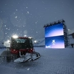 　悪天候のため決勝が延期となったフリースタイルスキー女子ハーフパイプの会場＝２１日、リビーニョ（ＡＰ＝共同）