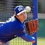 　実戦形式の練習に登板したドジャース・大谷＝グレンデール（共同）