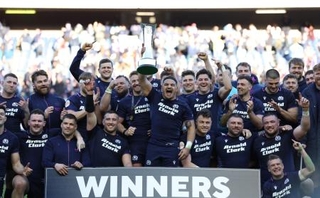 　ラグビーの欧州６カ国対抗で、フランスを５０-４０で破ったスコットランド＝７日、エディンバラ（ロイター＝共同）