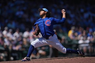 　ヤンキース戦に先発したカブスの今永昇太＝２３日、メサ（ＡＰ＝共同）