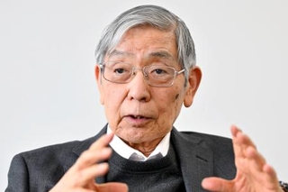 　インタビューに答える黒田東彦前日銀総裁