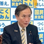 　記者会見する国民民主党の川合参院幹事長＝９日午後、国会