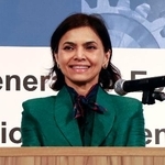 　中部経済連合会の催しに参加するナグマ・モハメド・マリック駐日インド大使＝１０日午前、名古屋市