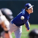 　ホワイトソックス相手のマイナー戦に先発したドジャース・佐々木＝グレンデール（共同）