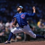 　ヤンキース戦に先発したカブスの今永昇太＝２３日、メサ（ＡＰ＝共同）