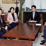 　国会内で開かれた、中道改革連合、立憲民主党、公明党３党の幹事長会談＝２４日午前