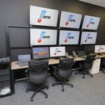 　報道陣に公開されたＮＰＢのリプレーセンター＝２４日、東京都港区（代表撮影）