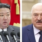 　北朝鮮の金正恩朝鮮労働党総書記（朝鮮中央通信＝共同）、ベラルーシのルカシェンコ大統領（ゲッティ＝共同）
