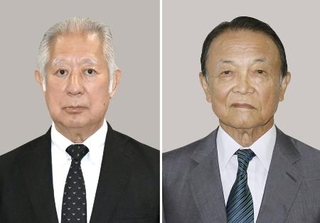 　森英介氏（左）、麻生太郎氏