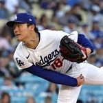 　ガーディアンズ戦に先発したドジャース・山本＝ロサンゼルス（共同）