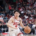 　ペーサーズ戦でドリブルするブルズの河村＝シカゴ（ＮＢＡＥ・ゲッティ＝共同）