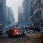 　８日、イスラエルの攻撃で被害を受けたレバノンの首都ベイルートにある集合住宅（ゲッティ＝共同）