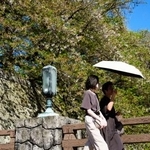 　日傘を差して静岡市内を歩く人たち＝１１日午後