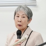 　渡米を前に記者会見する被爆者の川副忠子さん＝１２日午前、長崎市