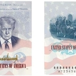 　トランプ米大統領の肖像画をあしらったパスポート（旅券）のサンプル案（米国務省提供・共同）