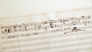 　ポーランド館で展示されたショパン直筆の楽譜