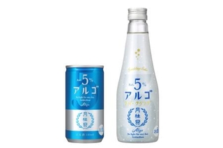 　９月２３日から発売の「月桂冠　アルゴスパークリング　日本酒　５．０」（右）と缶入りタイプの「月桂冠　アルゴ　日本酒　５．０」（提供写真）