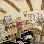 　藤田嗣治「猫の教室」（１９４９年　軽井沢安東美術館　（Ｃ）Ｆｏｎｄａｔｉｏｎ　Ｆｏｕｊｉｔａ／ＡＤＡＧＰ，Ｐａｒｉｓ＆ＪＡＳＰＡＲ，Ｔｏｋｙｏ，２０２５　Ｇ３９４２）（提供写真）