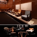 　渋谷のヒカリエホールに並ぶハンス・ウェグナーさんの（右から）「ファーストチェア」「セカンドチェア」（上）、「Ｙチェア」（手前）など代表作の数々（下）（ｐｈｏｔｏ：Ｙｕｙａ　Ｆｕｒｕｋａｗａ）（提供写真）