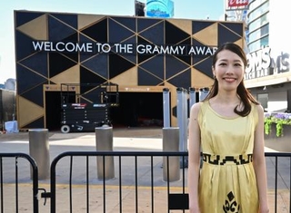 　授賞式前日の挾間美帆＝ロサンゼルス（共同）