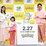 　発表会に登場した（左から）高杉真宙、山本美月、永尾柚乃、ジャンボたかお、池田直人＝２６日、東京都港区