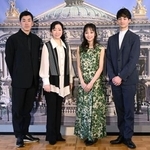 　撮影に応じる（左から）金森穣、斎藤友佳理ら＝東京都内