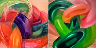 　ＷＡＫＡＮＡ「Ａｄｊａｃｅｎｔ　Ｂａｌｌｏｏｎｓ-Ｐｉｎｋ＆Ｇｒｅｅｎ」（左）、「Ｎｅｉｇｈｂｏｒｉｎｇ　Ｂａｌｌｏｏｎｓ-Ｍｅｔａｌｌｉｃ　Ｇｒｅｅｎ＆Ｙｅｌｌｏｗ　Ｇｒｅｅｎ」（提供写真）