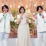 　「ＮＨＫ夏の音楽祭　うたであえたら　２０２６」の司会を務めた（左から）大森元貴、北川景子、二宮和也