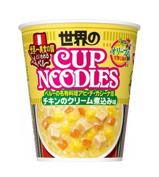　日清食品の「カップヌードル　ペルー式チキンのクリーム煮込み味」