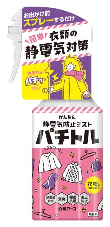 　白元アースの「衣類の静電気防止ミスト　パチトル」