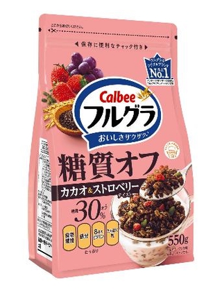 　カルビーの「フルグラ糖質オフ　カカオ＆ストロベリーテイスト」