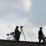 バイデン米大統領の訪問先で、警戒する大統領警護隊の隊員ら＝２０２４年９月