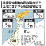 　奥能登４市町の洪水浸水想定区域に含まれる仮設住宅団地