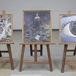　被爆者の体験を基に大学生が制作した絵画＝２０２４年７月、福岡市