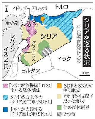 　シリアを巡る状況（ダマスカス、イドリブ、アレッポ）