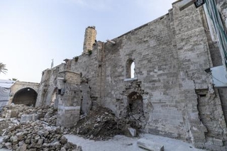 　イスラエル軍の攻撃で破壊された大オマリモスク。当局によると、ガザでは１２０４あったモスクのうち１１０９が破壊された＝２０２５年２月２６日、ガザ北部ガザ市（ゲッティ＝共同）