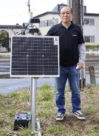 　バードソニックを開発した「ティ．エム．ワークス」の轟秀明社長＝２０２５年４月、山梨県富士河口湖町