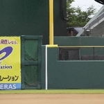 　楽天モバイルパーク宮城内にあるネオ・コーポレーション社の看板＝２０２５年５月、仙台市
