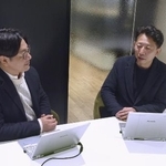　メンターから助言を受けた日本パープルの白石大輔本部長（右）と林壮之介社長＝２０２４年１２月、東京都内