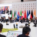 　Ｇ２０財務相・中央銀行総裁会議の会場＝１７日、南アフリカ東部ダーバン郊外（共同）