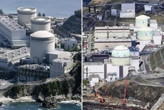 　関西電力が原発新設を検討している美浜原発（左）と、北海道電力が再稼働を目指す泊原発