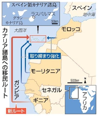 　カナリア諸島への移民ルート