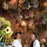 　花屋を開く夢をかなえた橋本佳尚さん（左）、久美子さん夫妻。こだわりの内装と花に囲まれて＝２０２５年７月
